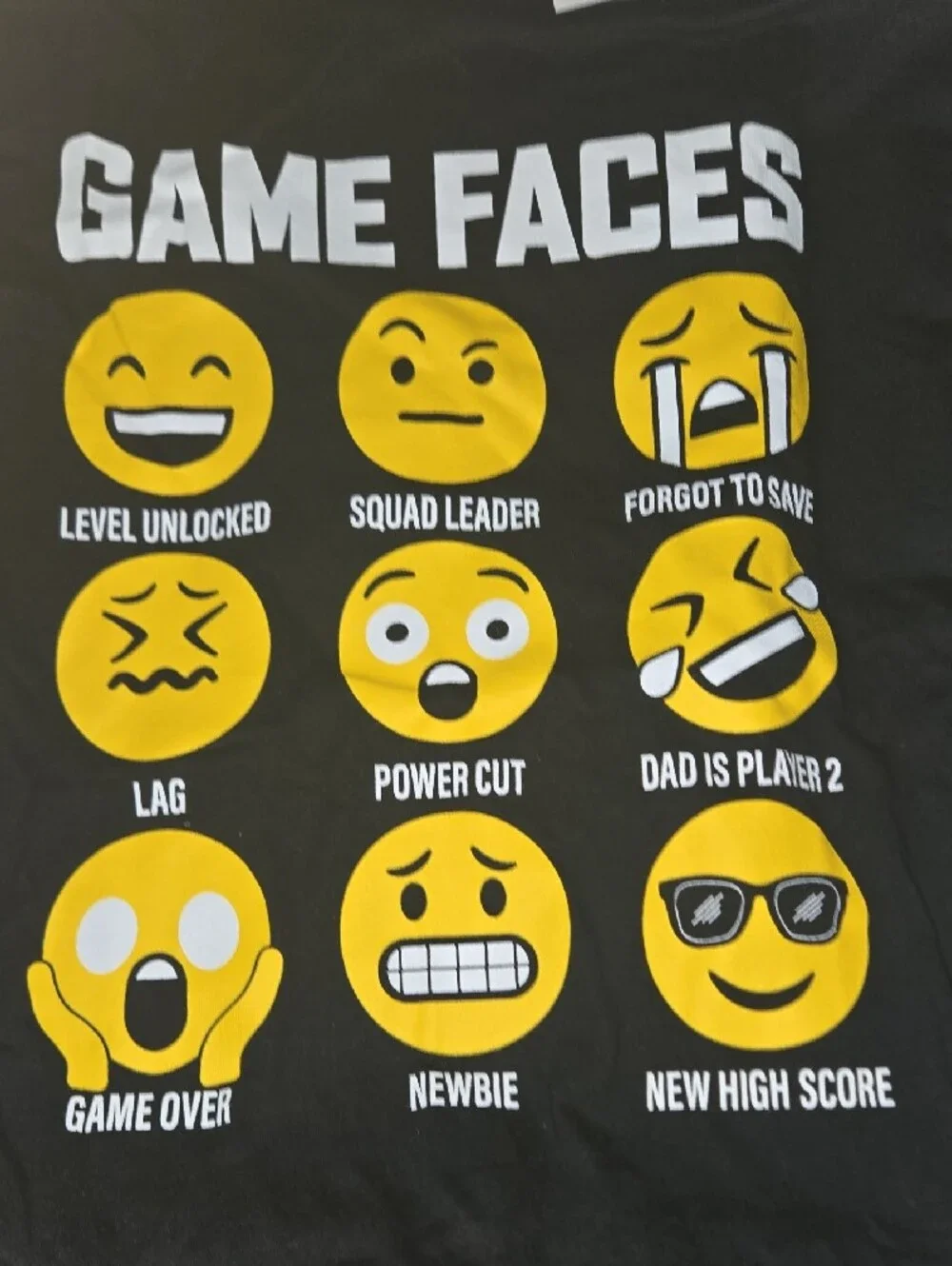 The Children's Place Black Tee with Yellow Emoji Game Faces